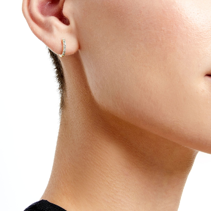 Main Image 2 of Swiss Blue Topaz Huggie Hoop Earrings in 10K Gold