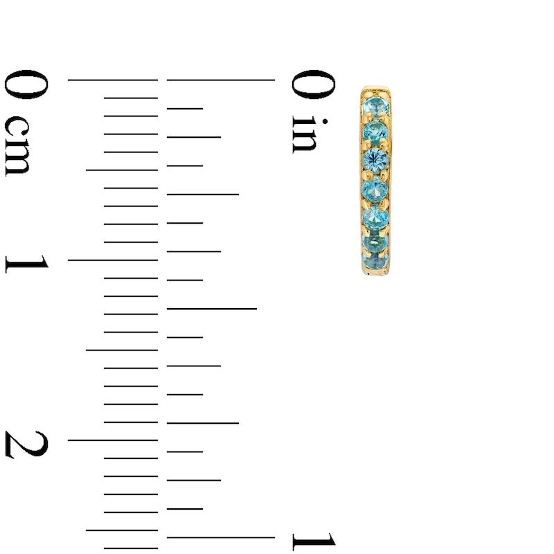 Main Image 3 of Swiss Blue Topaz Huggie Hoop Earrings in 10K Gold
