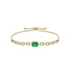 Thumbnail Image 0 of Lab-Created Emerald and White Lab-Created Sapphire Link Bolo Bracelet in Sterling Silver with 18K Gold Plate - 9.0"
