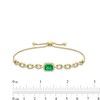 Thumbnail Image 2 of Lab-Created Emerald and White Lab-Created Sapphire Link Bolo Bracelet in Sterling Silver with 18K Gold Plate - 9.0"