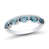 Sideways Pear-Shaped London Blue Topaz And 1/10 CT. T.W. Diamond Five Stone Band In 10K White Gold