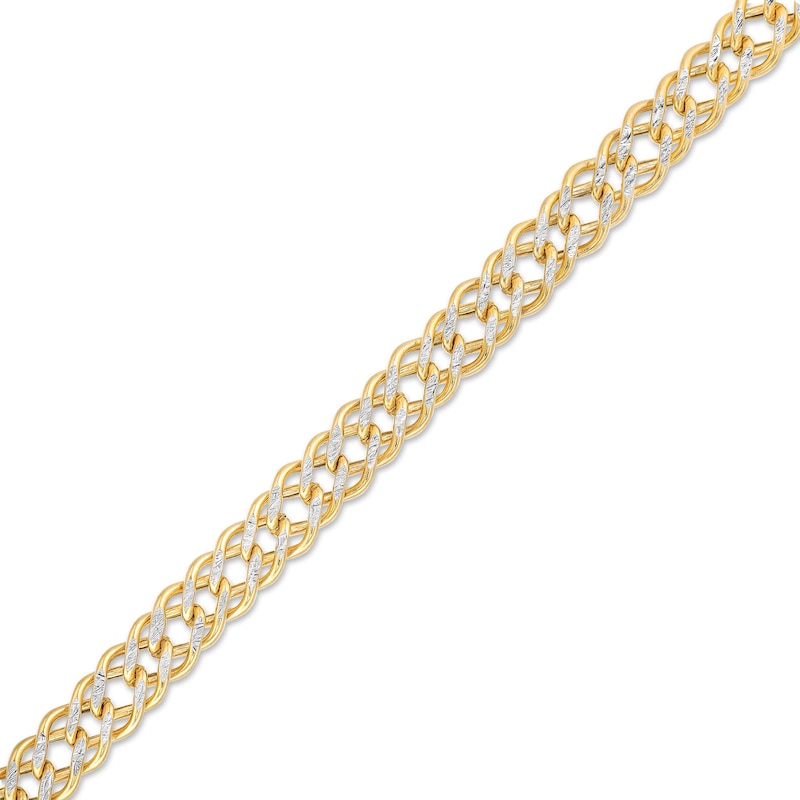 Main Image 1 of Hollow 7.0mm Diamond-Cut Chain Bracelet in 14K Gold - 7.5”