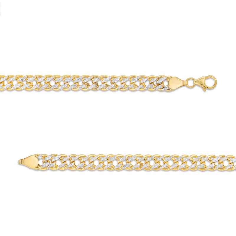 Main Image 3 of Hollow 7.0mm Diamond-Cut Chain Bracelet in 14K Gold - 7.5”