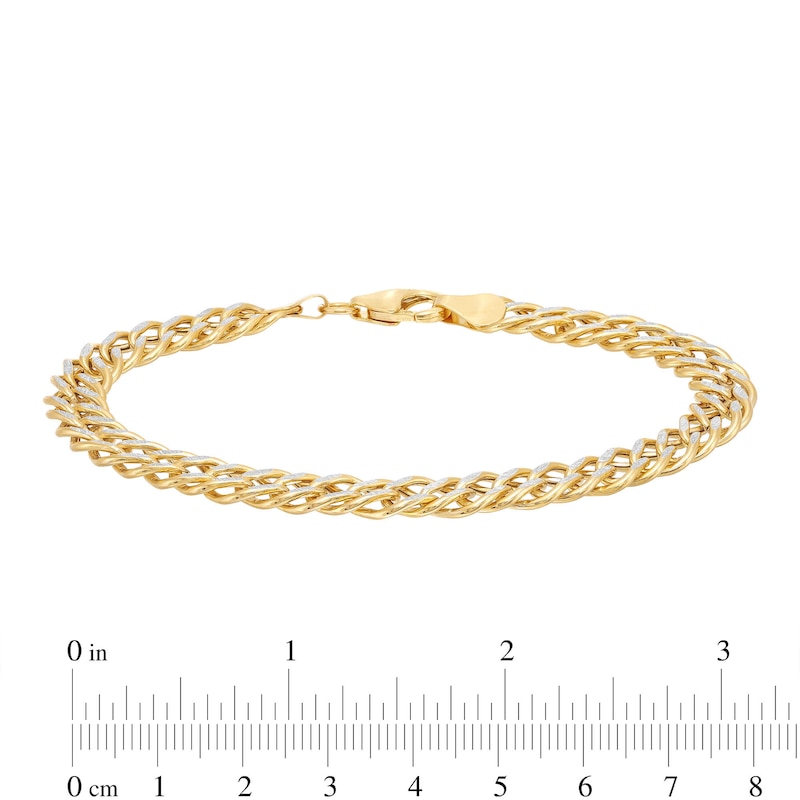 Main Image 4 of Hollow 7.0mm Diamond-Cut Chain Bracelet in 14K Gold - 7.5”