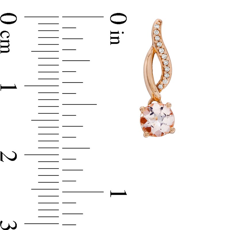 Main Image 3 of Morganite and 1/20 CT. T.W. Diamond Elongated Flame Drop Earrings in 10K Rose Gold