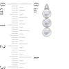 Thumbnail Image 3 of 4.0mm Button Freshwater Cultured Pearl and 1/15 CT. T.W. Diamond Linear Three Stone Drop Earrings in Sterling Silver