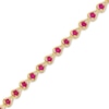 Thumbnail Image 0 of Lab-Created Ruby Teardrops Line Bracelet in Sterling Silver with 14K Gold Plate - 7.25"