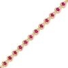 Thumbnail Image 1 of Lab-Created Ruby Teardrops Line Bracelet in Sterling Silver with 14K Gold Plate - 7.25"