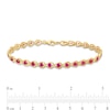 Thumbnail Image 3 of Lab-Created Ruby Teardrops Line Bracelet in Sterling Silver with 14K Gold Plate - 7.25"