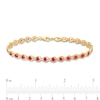 Thumbnail Image 4 of Lab-Created Ruby Teardrops Line Bracelet in Sterling Silver with 14K Gold Plate - 7.25"