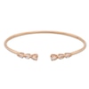 Thumbnail Image 1 of Pear-Shaped Morganite Three Stone Open Bangle in 10K Rose Gold - 7.25"