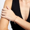 Thumbnail Image 2 of Pear-Shaped Morganite Three Stone Open Bangle in 10K Rose Gold - 7.25"