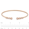 Thumbnail Image 2 of Pear-Shaped Morganite Three Stone Open Bangle in 10K Rose Gold - 7.25"