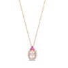 Oval Morganite, Rhodolite Garnet And 1/10 CT. T.W. Diamond Frame Tri-Top Pendant In 10K Rose Gold