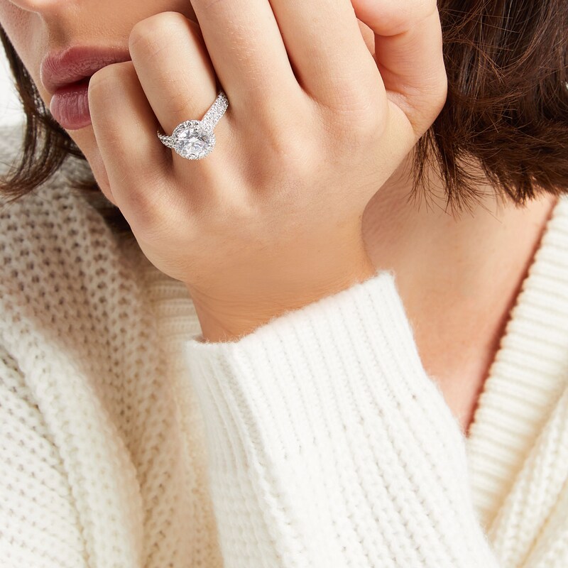 Main Image 2 of 3 CT. T.W. Certified Lab-Grown Diamond Frame Engagement Ring in 14K White Gold (F/VS2)