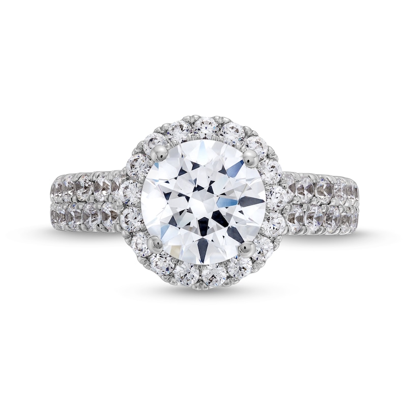 Main Image 4 of 3 CT. T.W. Certified Lab-Grown Diamond Frame Engagement Ring in 14K White Gold (F/VS2)