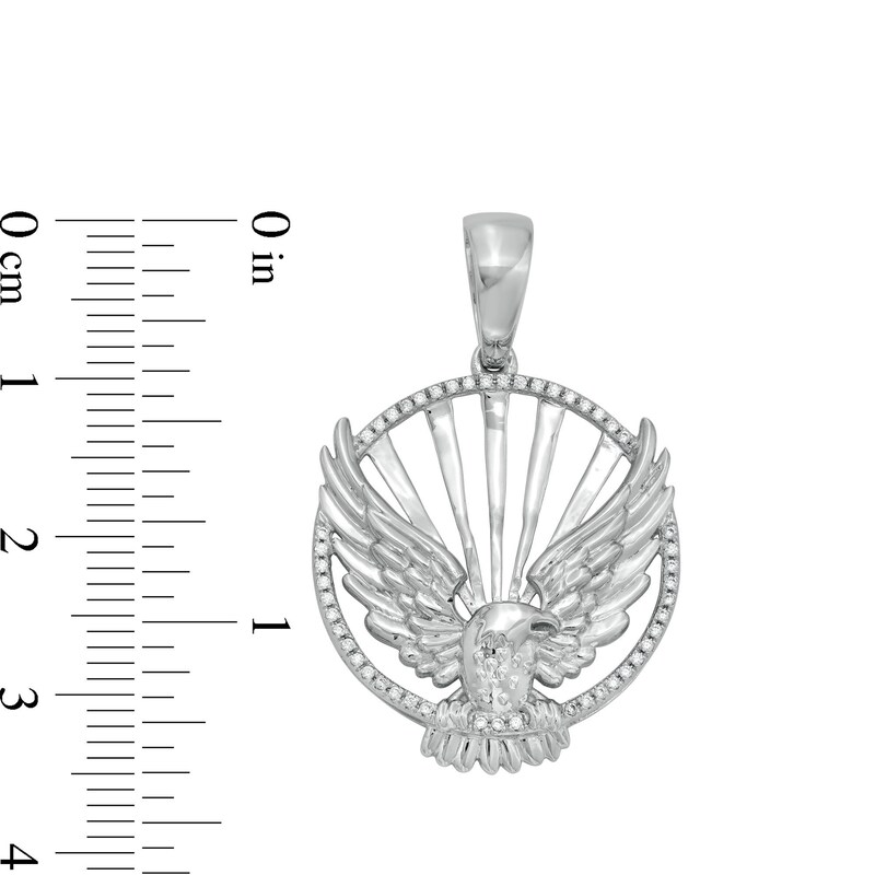 Main Image 2 of 1/6 CT. T.W. Diamond Circle with Eagle Necklace Charm in Sterling Silver