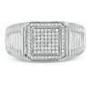 Thumbnail Image 3 of Men's 1/4 CT. T.W. Diamond Square-Top Ribbed Shank Ring in Sterling Silver