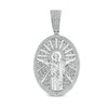 Men's 1/3 CT. T.W. Diamond Oval Christ The Redeemer Necklace Charm In Sterling Silver