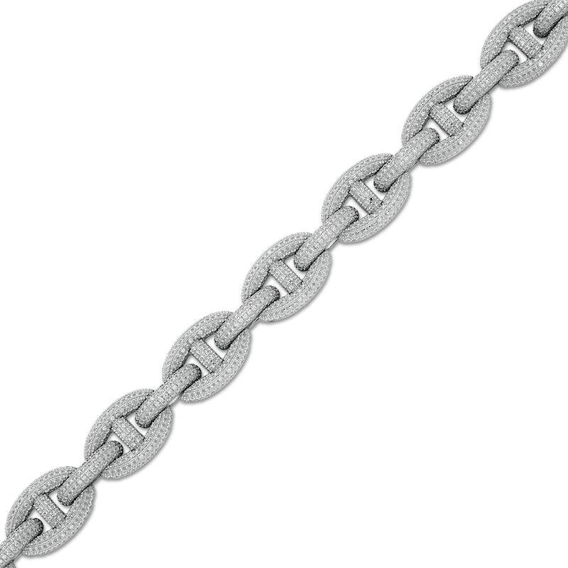 Main Image 1 of 1 CT. T.W. Diamond Oval Chain Link Bracelet in Sterling Silver - 8.5"