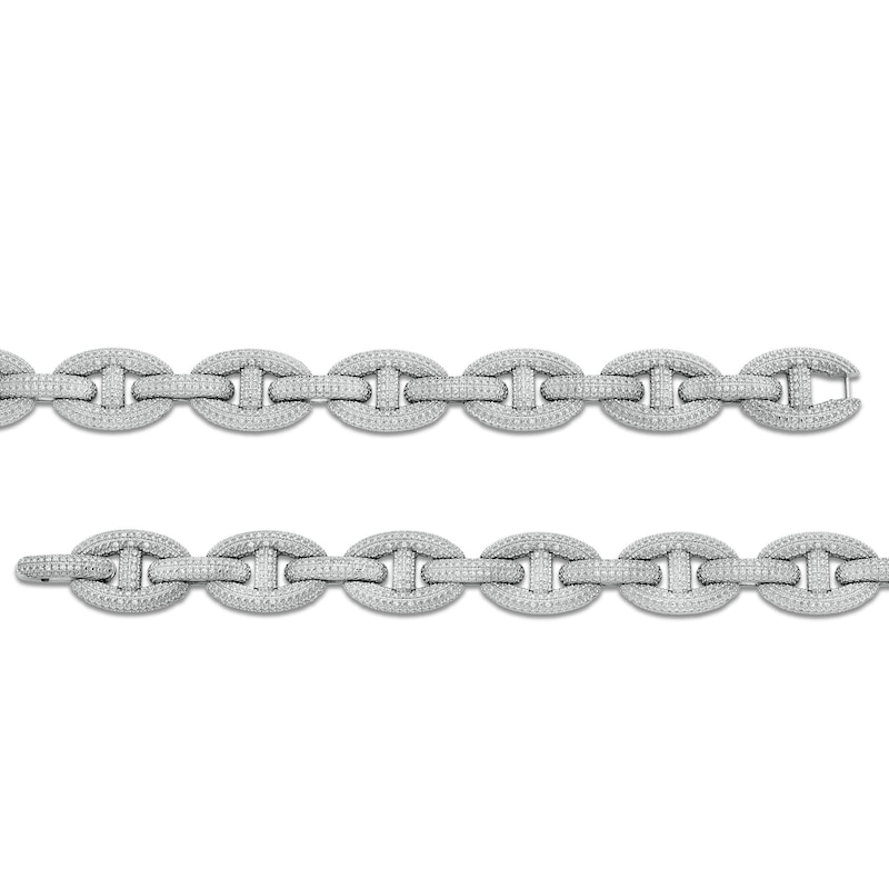 Main Image 3 of 1 CT. T.W. Diamond Oval Chain Link Bracelet in Sterling Silver - 8.5"
