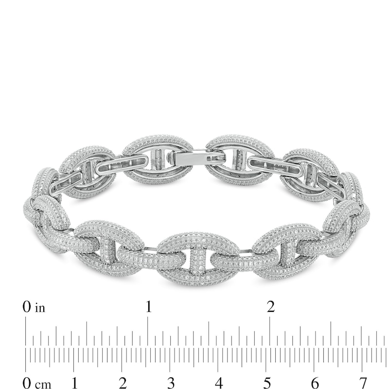 Main Image 4 of 1 CT. T.W. Diamond Oval Chain Link Bracelet in Sterling Silver - 8.5"