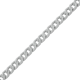 Men's 1/2 CT. T.W. Diamond Squared Curb Chain Bracelet in Sterling Silver - 8.5&quot;