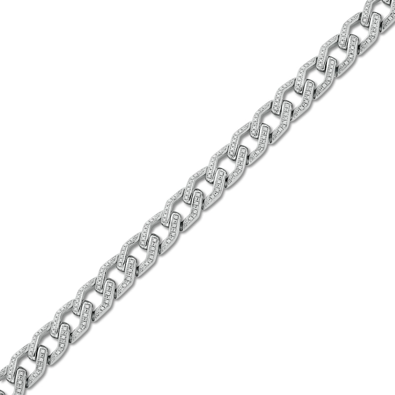 Main Image 1 of Men's 1/2 CT. T.W. Diamond Squared Curb Chain Bracelet in Sterling Silver - 8.5"