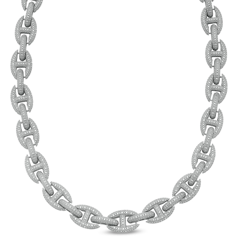 Main Image 1 of Men's 2 CT. T.W. Diamond Oval Chain Link Necklace in Sterling Silver - 22"