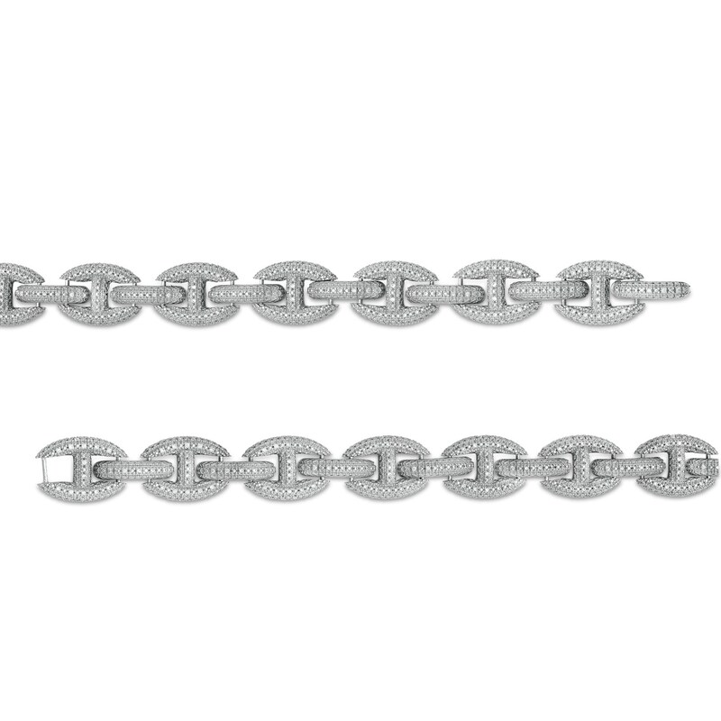 Main Image 3 of Men's 2 CT. T.W. Diamond Oval Chain Link Necklace in Sterling Silver - 22"