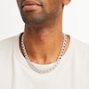 Thumbnail Image 2 of Men's 1 CT. T.W. Diamond Squared Curb Chain Necklace in Sterling Silver - 20"