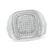 Men's 3/8 CT. T.W. Diamond Cushion Frame Champion-Style Ring In Sterling Silver