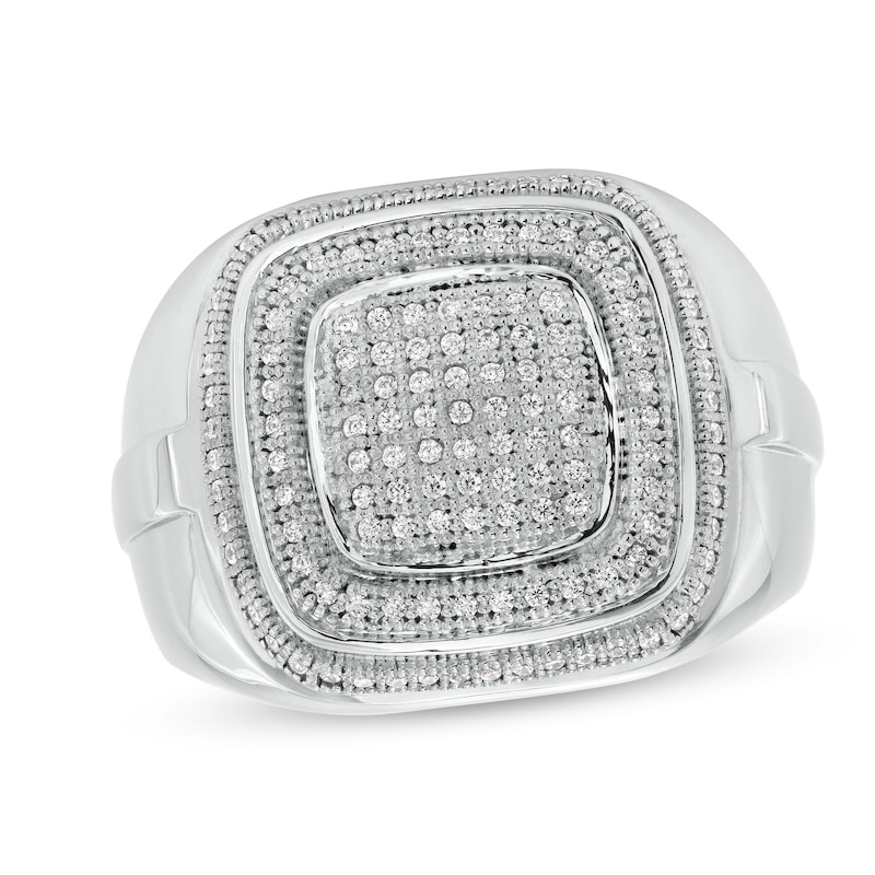 Main Image 1 of 3/8 CT. T.W. Diamond Cushion Frame Champion-Style Ring in Sterling Silver