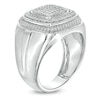 Thumbnail Image 3 of 3/8 CT. T.W. Diamond Cushion Frame Champion-Style Ring in Sterling Silver