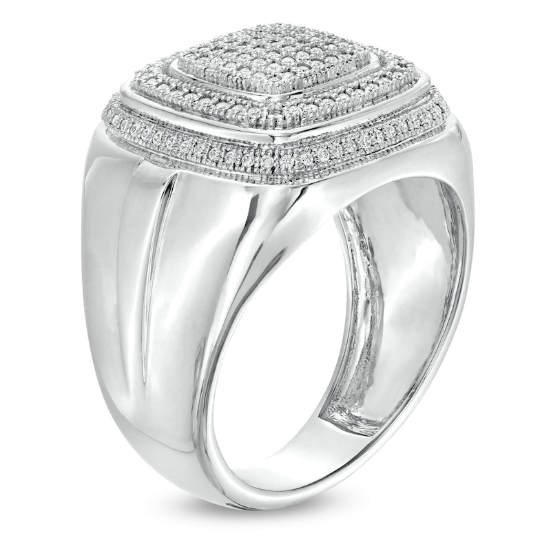 Main Image 3 of 3/8 CT. T.W. Diamond Cushion Frame Champion-Style Ring in Sterling Silver