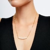 Thumbnail Image 2 of Freshwater Cultured Pearl Seven Stone Paper Clip Chain Necklace in Sterling Silver with 18K Gold Plate