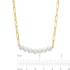 Thumbnail Image 4 of Freshwater Cultured Pearl Seven Stone Paper Clip Chain Necklace in Sterling Silver with 18K Gold Plate