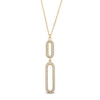 Thumbnail Image 1 of Diamond-Cut Paper Clip Double Drop Pendant in 14K Two-Tone Gold