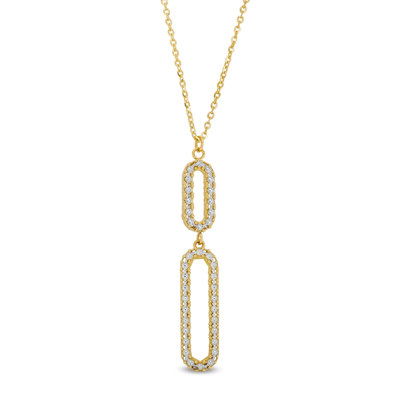 Main Image 1 of Diamond-Cut Paper Clip Double Drop Pendant in 14K Two-Tone Gold