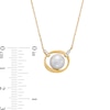 Thumbnail Image 2 of 7.5-8.0mm Cultured Freshwater Pearl and 1/20 CT. T.W. Diamond Interlocking Circles Necklace in 10K Gold