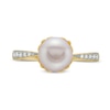 Thumbnail Image 4 of 7.5-8.0mm Freshwater Cultured Pearl and 1/20 CT. T.W. Diamond Ring in 10K Gold
