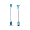 Thumbnail Image 1 of Baguette-Cut Swiss Blue Topaz, London Blue Topaz and White Lab-Created Sapphire Stick Drop Earrings in Sterling Silver