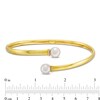 Thumbnail Image 3 of Button Freshwater Cultured Pearl and White Lab-Created Sapphire Open Bypass Bangle in 10K Gold