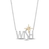 Thumbnail Image 0 of Enchanted Disney Wish 1/8 CT. T.W. Diamond "WISH" Logo Necklace in Sterling Silver and 10K Gold