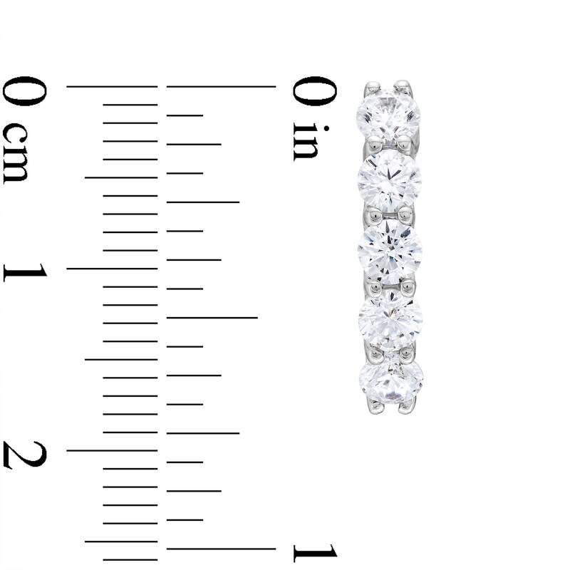 Main Image 3 of 2 CT. T.W. Certified Lab-Grown Diamond Five Stone Hoop Earrings in 14K White Gold (F/SI2)