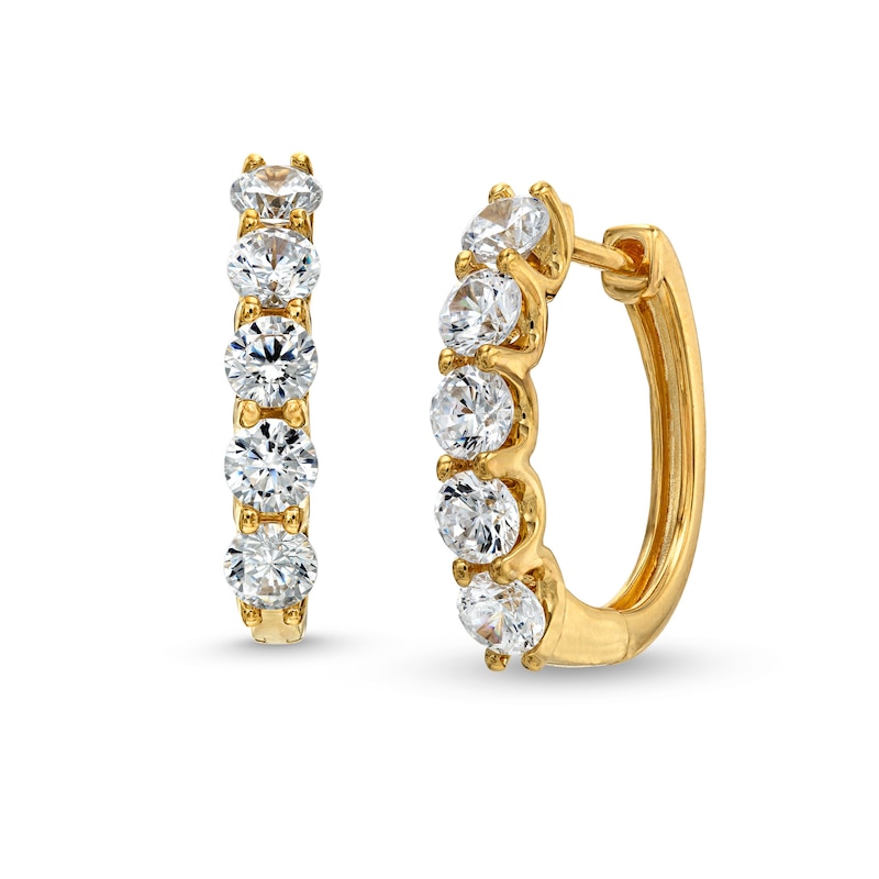 Main Image 1 of 2 CT. T.W. Certified Lab-Grown Diamond Five Stone Hoop Earrings in 14K Gold (F/SI2)