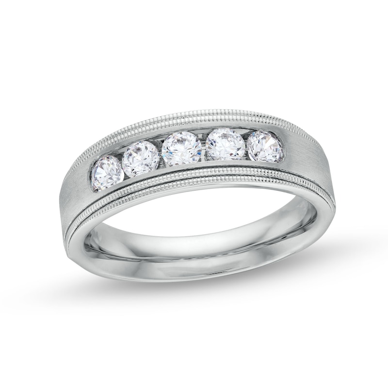 Main Image 1 of 1 CT. T.W. Certified Lab-Grown Diamond Channel-Set Five Stone Band in 14K White Gold (F/VS2)