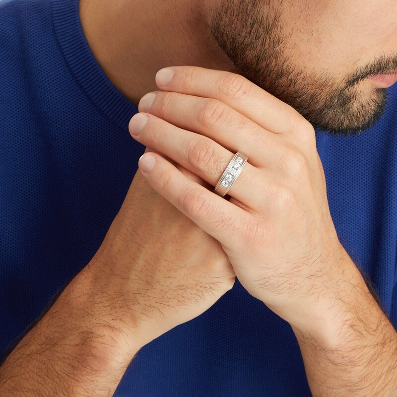 Main Image 2 of 1 CT. T.W. Certified Lab-Grown Diamond Channel-Set Five Stone Band in 14K White Gold (F/VS2)