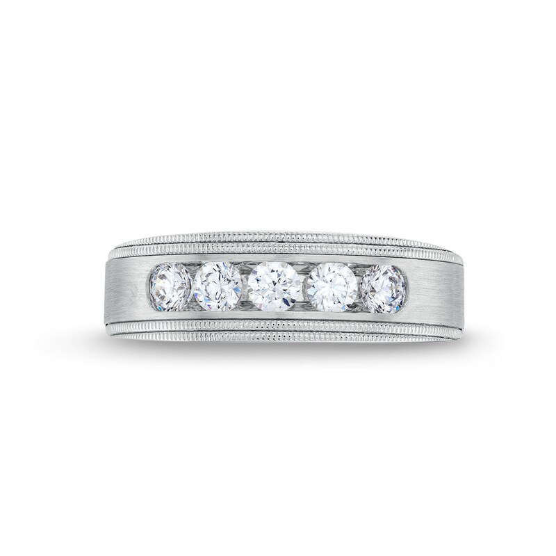 Main Image 4 of 1 CT. T.W. Certified Lab-Grown Diamond Channel-Set Five Stone Band in 14K White Gold (F/VS2)
