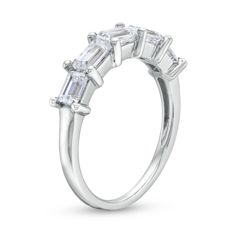 Sideways 1-1/2 CT. T.W. Emerald-Cut Certified Lab-Created Diamond Five Stone Band in 14K White Gold (F/VS2)